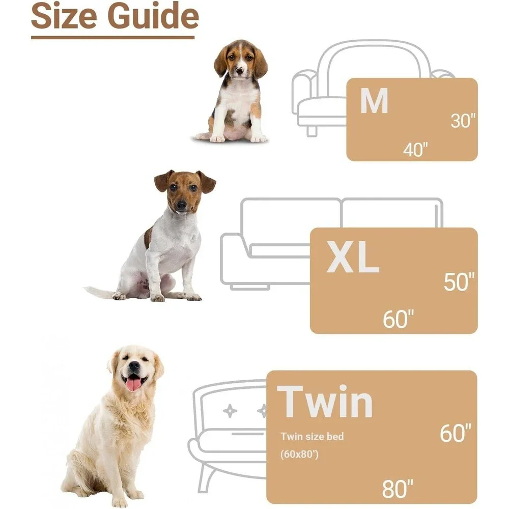 ZAKAPAWS Waterproof Dog Blanket Sherpa Fleece Large Pet Throw Gray 60x80 New